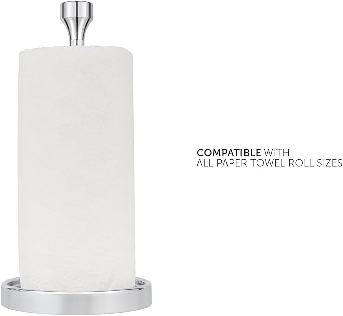 Ivilon Countertop Paper Towel Holder - Modern Bell End Minimalist Design - Color Chrome
