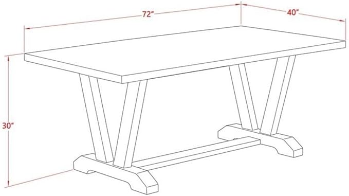 East West Furniture V027VE005-6 6 Piece Dining Table Set Contains a Rectangle Dining Room Table with V-Legs and 4 Grey Linen Fabric Parson Chairs with a Bench, 40x72 Inch, Multi-Color