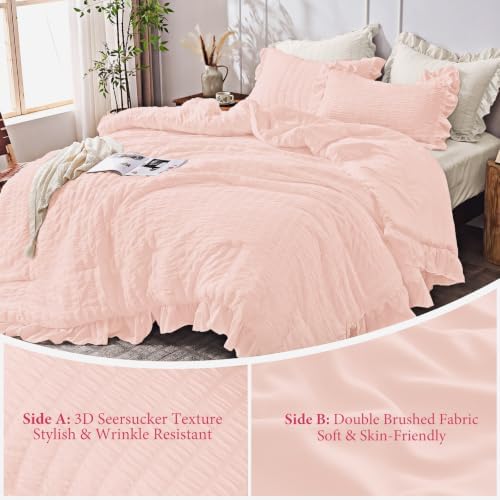 JOLLYVOGUE Blush Pink Queen Comforter Set - Image 5