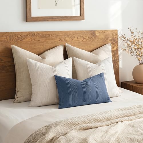 MIULEE Lumbar Striped Throw Pillow Covers 12x20 Blue 2 Pack - Image 5
