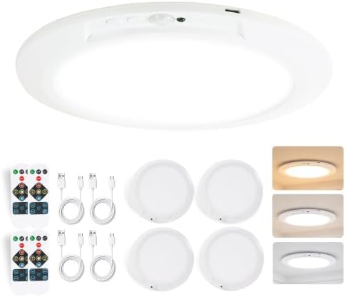 4‑Pack Rechargeable LED Ceiling Shower Light, Motion Sensor Remote Control by DGsit%E2%80%99slightandlife