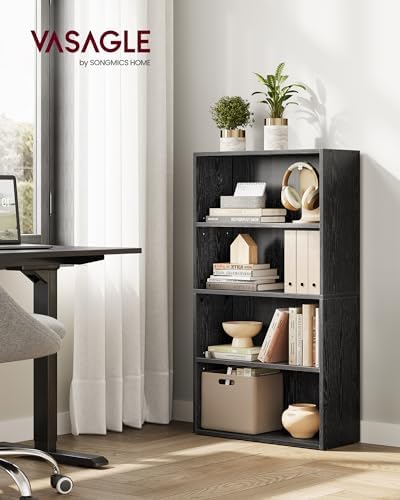 VASAGLE Set of 2 4-Tier Bookshelves, Adjustable Storage Shelves - Image 2