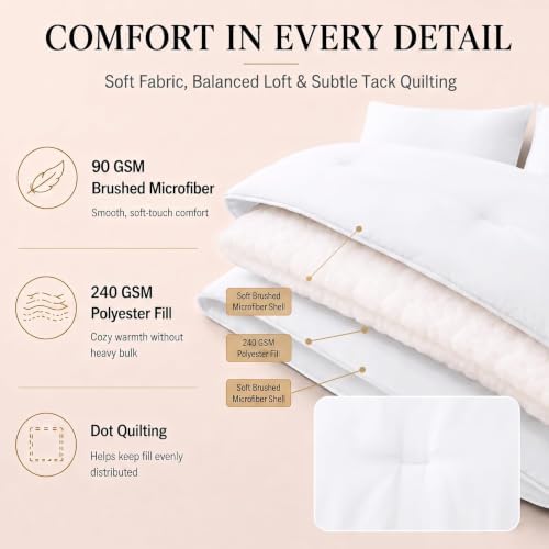 CozyLux King Size Comforter Set White, 7 Pieces Bed in a Bag - Image 3