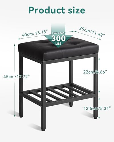 IBUYKE Rectangular Makeup Stool, PU Seat Vanity Chair - Image 3