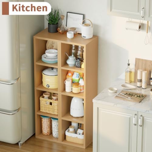 Zenira 4-Tier Bookcase, 4 Cube Storage Organizer, Narrow Bookcase - Image 2