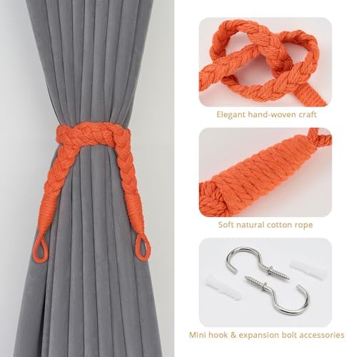 NICEEC 4 Pack Natural Cotton Rope Curtain Tiebacks Elegant Boho Style - Image 2