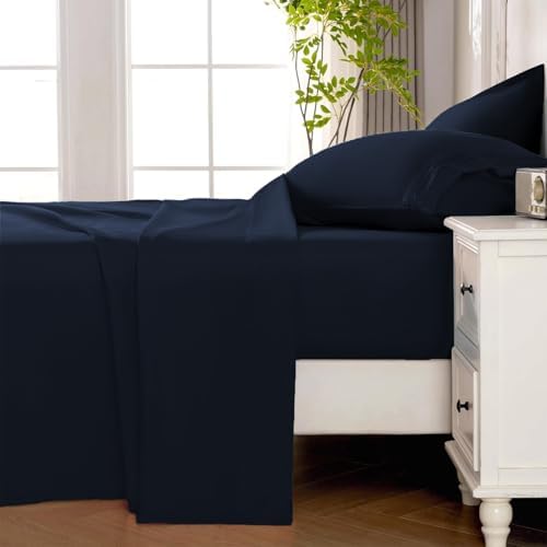 ROSE&RISY Navy Queen Sheet Set, 4 Pieces Soft Bedding King Sheet Set, - Image 3