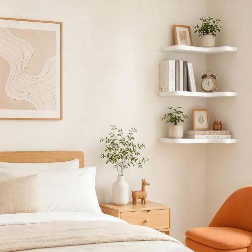 Floating Corner Shelves Solid Pinewood Wall Mounted Shelf - Image 7