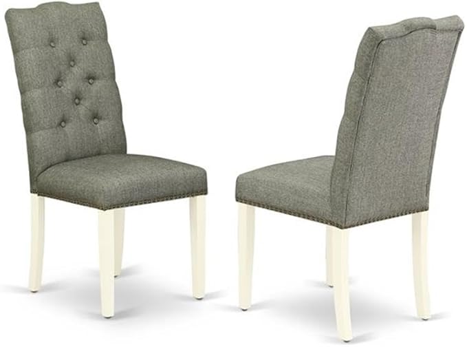 East West Furniture X097EL207-5 5 Piece Dinette Set for 4 Includes a Rectangle Dining Room Table with X-Legs and 4 Gray Linen Fabric Parsons Dining Chairs, 40x72 Inch, Multi-Color