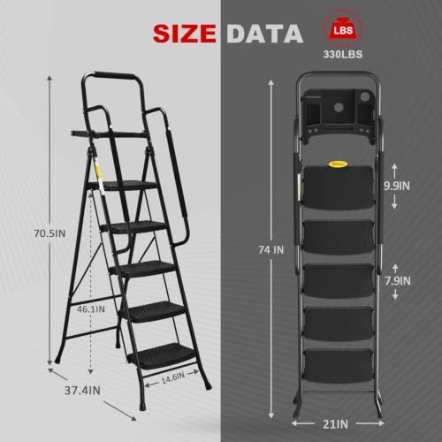 HBTower Step Ladder, Folding Step Stool - Image 5