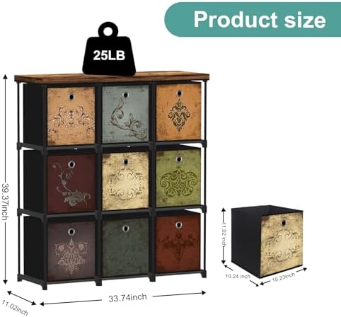 VASICAR Fabric Dresser with 9 Drawers, DIY Cube Organizer - Image 3