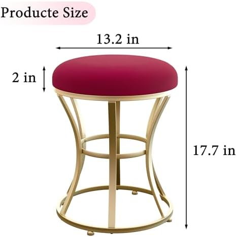 Vanity Chair, Small Velvet Vanity Stool & Ottoman Bench - Image 3