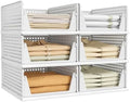 Pinkpum 6 Pack Closet Organizer Storage Bins Stackable Plastic Drawer Shelf by Pinkpum
