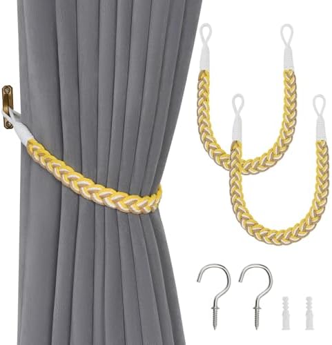 NICEEC 2 Pack Natural Cotton Rope Curtain Tiebacks Elegant Boho Style by NICEEC