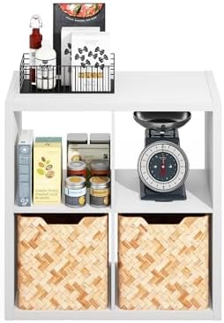 Furinno Hermite 4-Cube White Coffee Bar, Kitchen Island, Kitchen Storage - Image 5