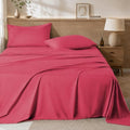 ROSE&RISY Magenta Queen Sheet Set, Pre-Washed Cotton-Like Brushed Microfiber by ROSERISY