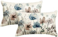 AVOIN colorlife Poppy Flowers Blue Brown Pillow Covers 12x20 Inch Set of 2 by AVOINcolorlife