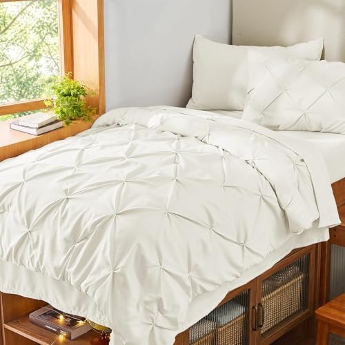Sasttie Twin Comforter Set, 5-Piece Bed in a Bag, Pintuck Bedding Sets - Image 6