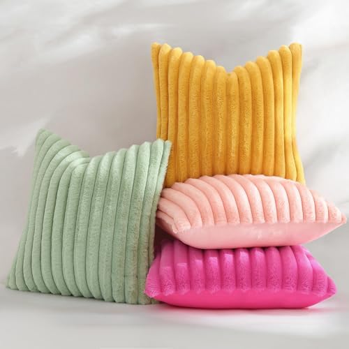 decorUhome Fall Faux Fur Throw Pillow Covers 12x20 Set of 2 Blush Pink - Image 5