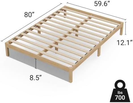 Queen Bed Frame Classic Solid Pine Wood Platform, Noise Free, Under Bed Storage - Image 6