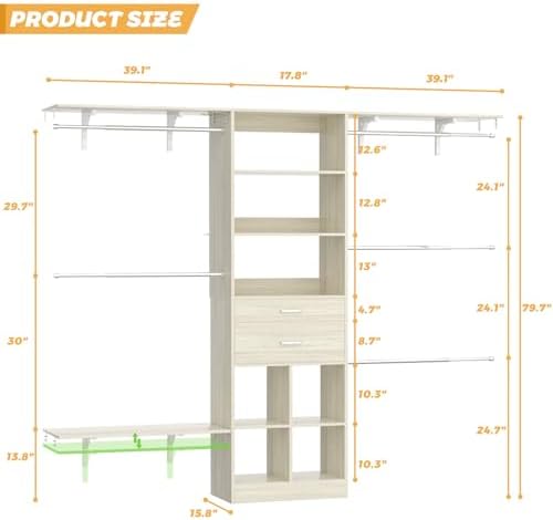 Besiost Closet System - 8FT Closet Organizer System - Image 3