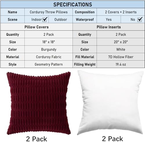 2 Pack Corduroy Decorative Throw Pillow - Image 2