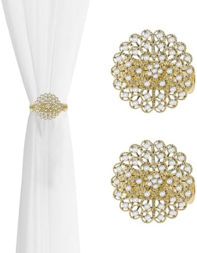 Curtain Tiebacks No-Drill, Round Flower by Chinflly