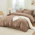 Andency California King Comforter Set, 7 Pieces Taupe Bedding by Andency