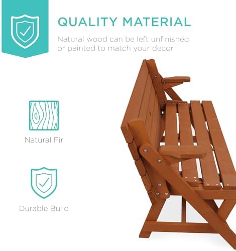 Best Choice Products 2-in-1 Transforming Interchangeable Outdoor Wooden Picnic - Image 3