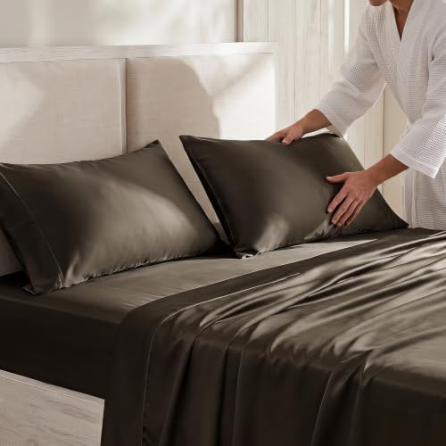 EverGrace 100% Rayon from Bamboo Sheet Set, Queen Size, Dark Brown - Image 4