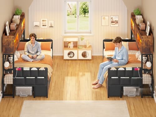 MSmask Daybed with High Bookcase & 6 Storage Drawers, Twin Corner Bed with LED - Image 6