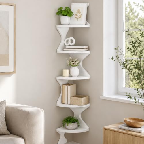 Corner Shelves Wall Mounted, Zigzag Corner Floating Shelves by YCICIHOMEGARDEN