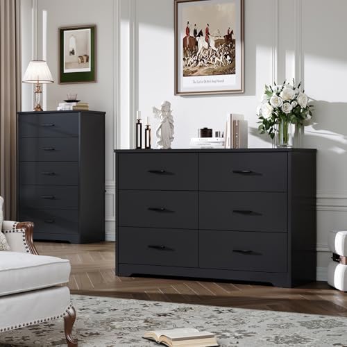 Black Dresser for Bedroom, 6 Drawer Dressers & Chests of Drawers - Image 4