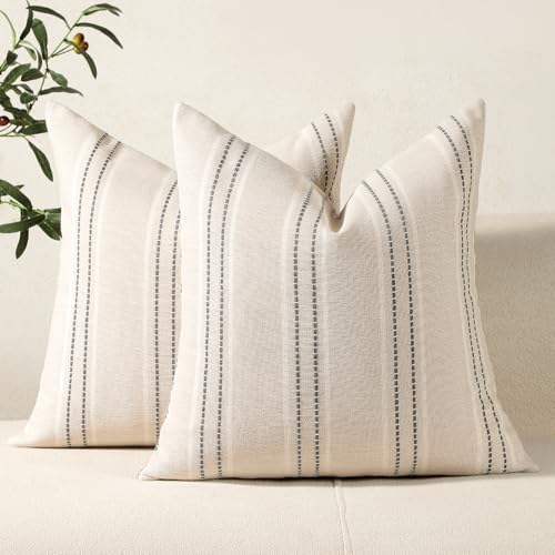 Hckot Decorative Throw Pillow Covers 20x20 Set of 2 Striped Pillow Covers by Hckot