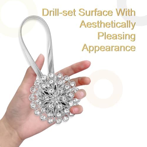Silver Crystal Flower Curtain Tiebacks - Image 3