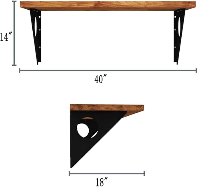 Industrial Rustic Wall-Mounted Table, Dining Table Desk, Pine Wood Wall-Mounted Bar Tables (40"X18")