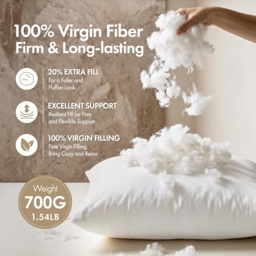 MIULEE 22x22 Pillow Inserts 4 Pack, 100% Virgin Fiber Filling Throw Pillows - Image 3