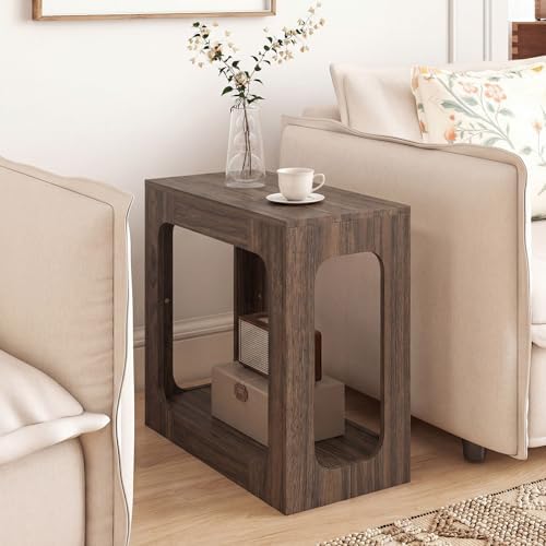GIANTEX Narrow End Table, 2-Tier Farmhouse Side Table - Image 2