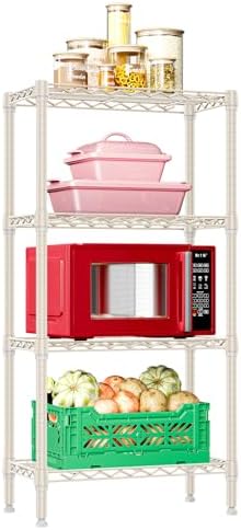 4 Tier Steel Storage Shelves, Heavy Duty Metal Shelf Wire Shelving Rack by IZEUK