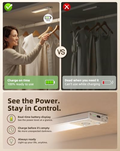 EZVALO Under Cabinet Lighting Wireless, 1800mAh LED Motion Sensor Light Indoor - Image 4