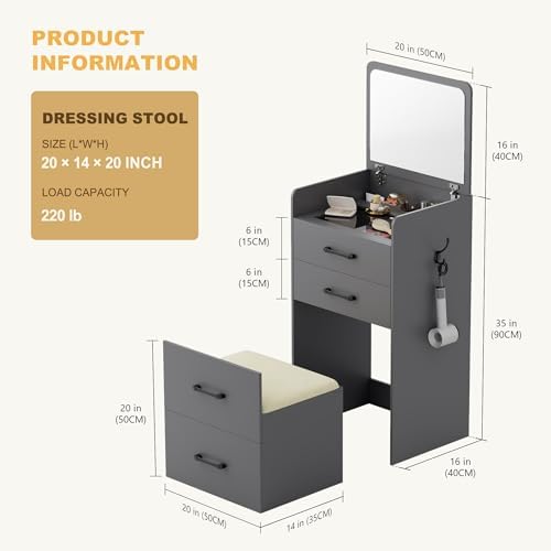 Lvifur Small 3-in-1 Vanity Desk - Image 6
