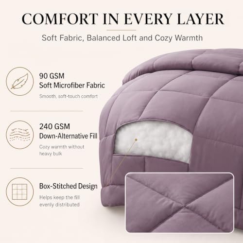 CozyLux Oversized King Comforter Set Dusty Purple - Image 3