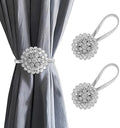 Silver Crystal Flower Curtain Tiebacks by Unknown