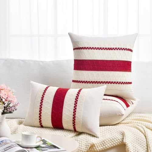 Fancy Homi Set of 1 Boho Red Big Decorative Throw Pillow Cover 24x24 Inch - Image 6