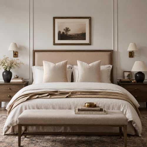 GIGIZAZA Velvet Pillow Covers 18x18 Decorative Pillows Pack of 2 Beige - Image 6