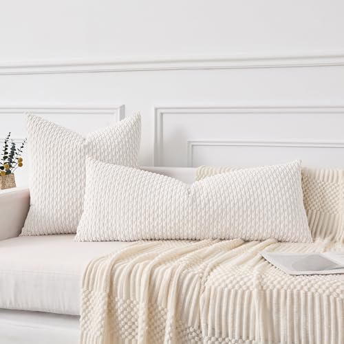Kevin Textile Soft Corduroy 14"x24" Lumbar Pillow Cover 1 Pack, Pure White - Image 5