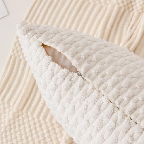 Kevin Textile Soft Corduroy 14"x24" Lumbar Pillow Cover 1 Pack, Pure White - Image 3