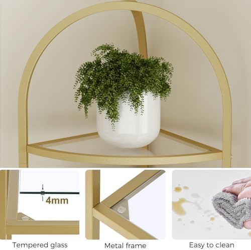 6-Tier Gold Corner Shelf Stand, Metal Corner Bookshelf - Image 6