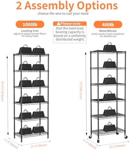 6-Tier Wire Rack Shelving, Metal Shelf Racks - Image 3