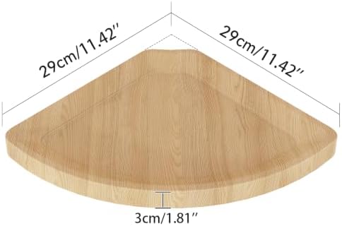YMYNY Set of 2 Corner Shelf Wall Mount 12"Beech Wood Color - Image 3